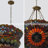 5 Light Dimmable Tiffany Style Stained Glass Chandelier, Semi-Flush Mount Lamp