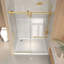 Porte de douche coulissante sans cadre de 56 à 60 po x 76 po, verre trempé transparent de 5/16 po (8 mm), cadre en acier inoxydable, or brossé