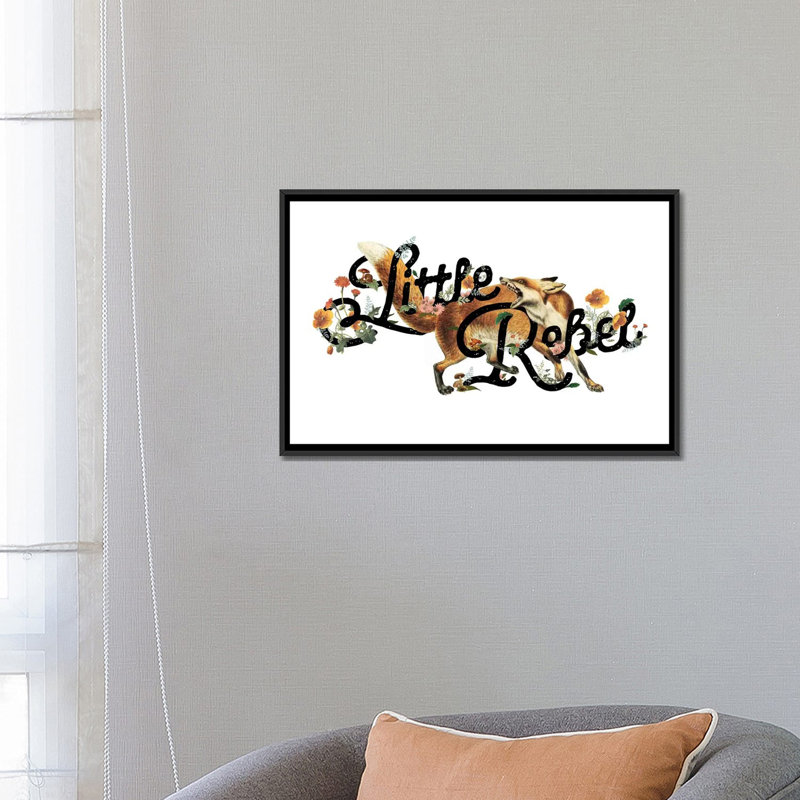 « little rebel fox », art textuel sur toile, H 18 po x l 26 po x P 1,5 po, Toile avec cadre noir, Pas de tapis