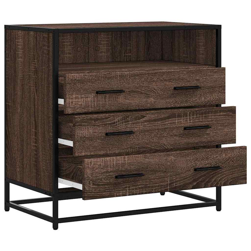 Stanely Metal Rectangle Accent Chest, Brown Oak