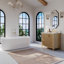 Ensemble de meuble-lavabo Turlington avec comptoir en quartz blanc et lavabo encastré blanc-103966048-128780858