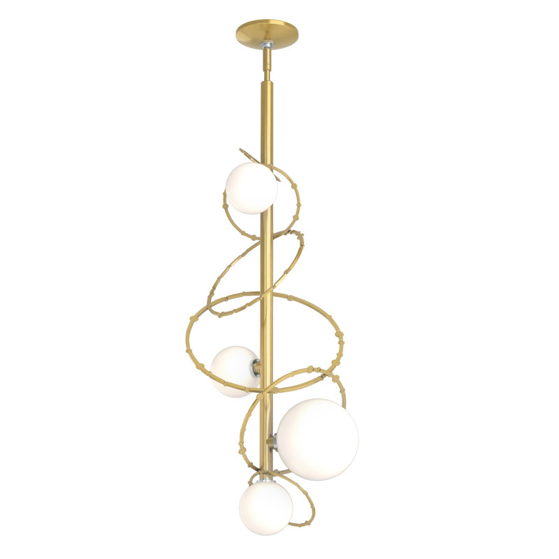 Olympus Vertical Pendant - Opal Glass, Modern Brass