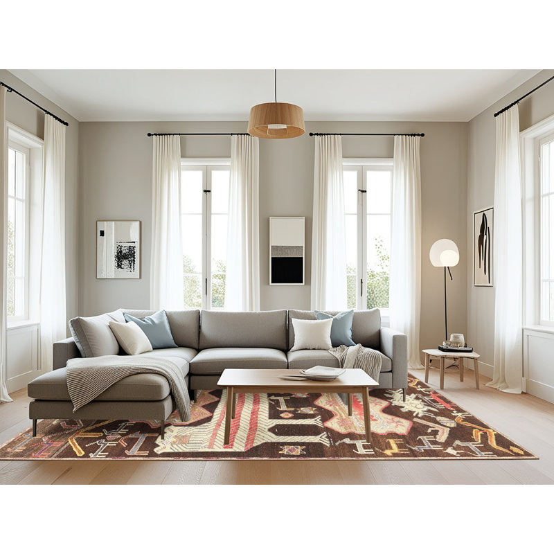 Tapis brun / beige / rouge, Rectangle 8 pi x 12 pi