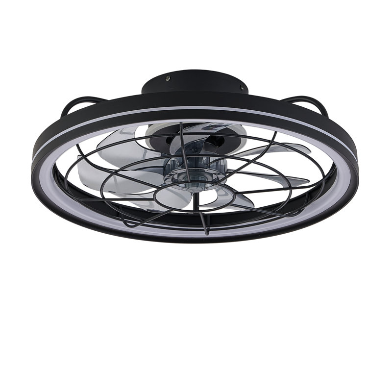 Dontonio 18.9" Flush Mount Ceiling Fan with LED Lights, Black