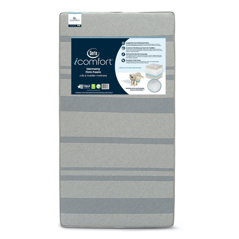 Matelas pour lit de bébé et de tout-petit en deux étapes Serta iComfort Harmony - Certifié Greenguard Gold, gris