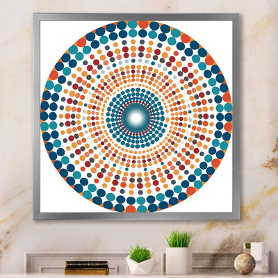 Boho Mandala en rétro bleu et orange I sur impression sur toile