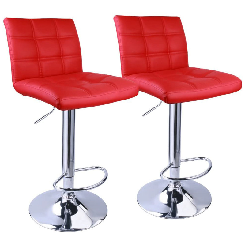 Ludly 32.5" Swivel Upholstered Adjustable Height Counter Stool, Red, 2