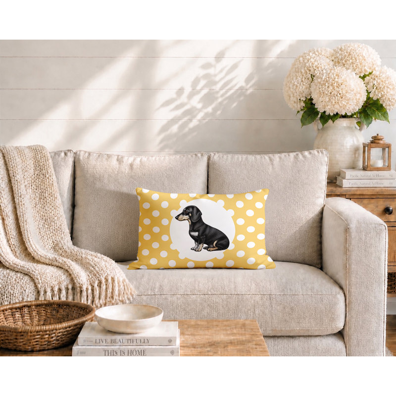 Coussin réversible intérieur / extérieur Dachshund Dog, 20 po x 14 po, Jaune