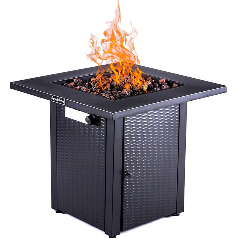 28In Fire Pit Table For Outdoor Use, 50,000Btu, Propane, Lid, & -Look, Lava Stone, Adjustable Flame, Patio Backyard Garden Gas,
