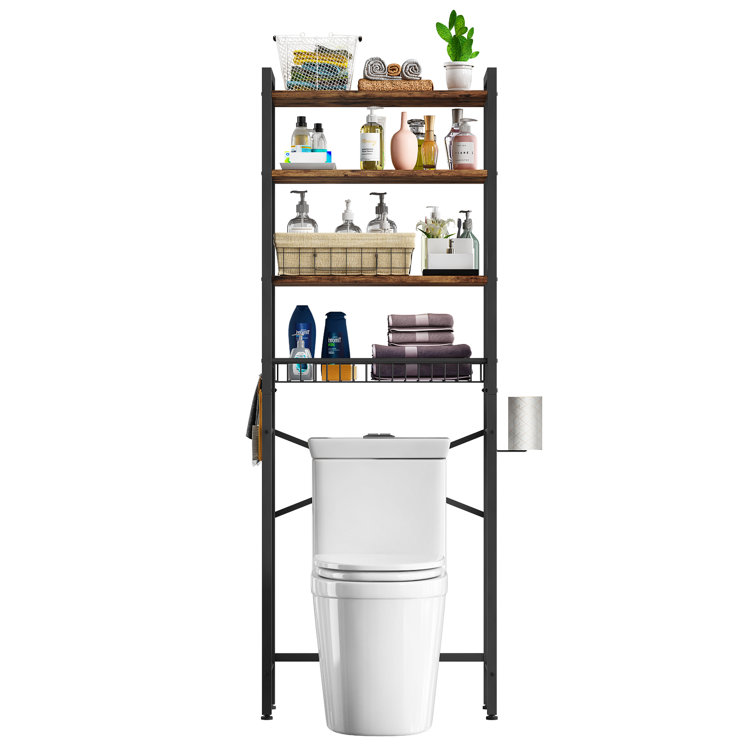 Merax Toilet Storage Shelf with Adjustable Shelves and Shutter