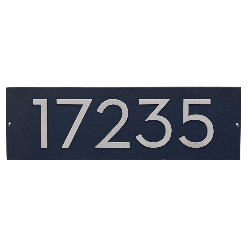 Rectangle Wall Plaque, Navy/Brushed Aluminum, Yes