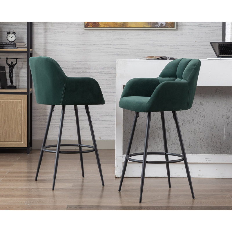 Tabouret 30 "Irelyn, Velours vert