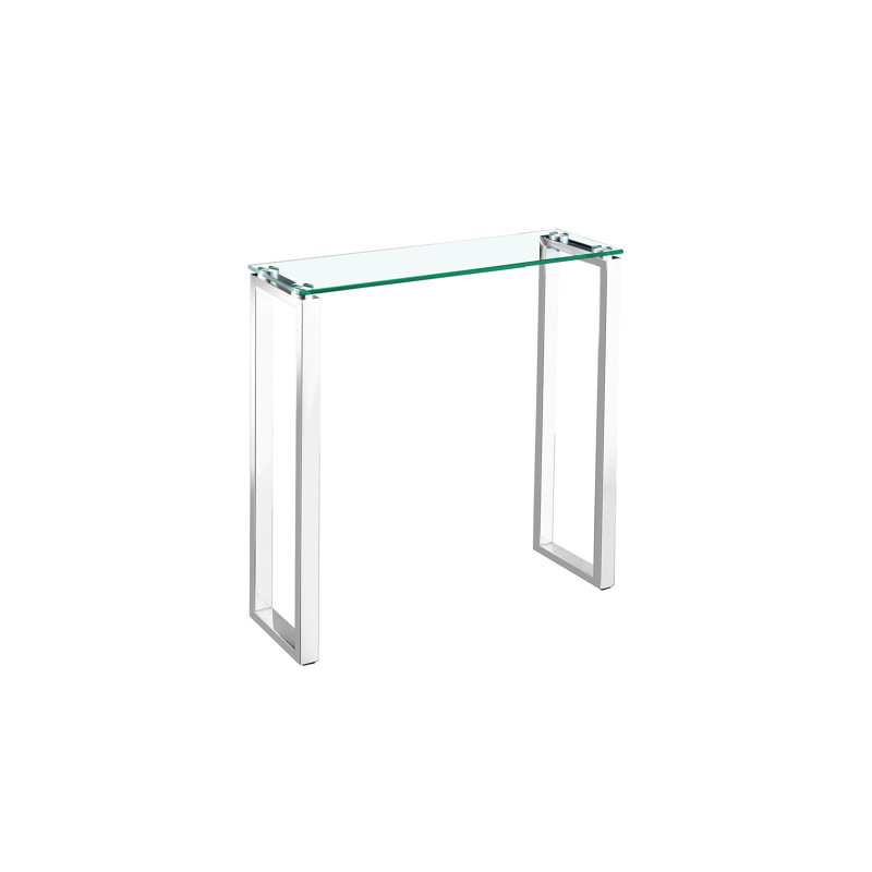 Lenita 30'' Glass Top Console Table, Chrome, 30" H X 47" X 18" D