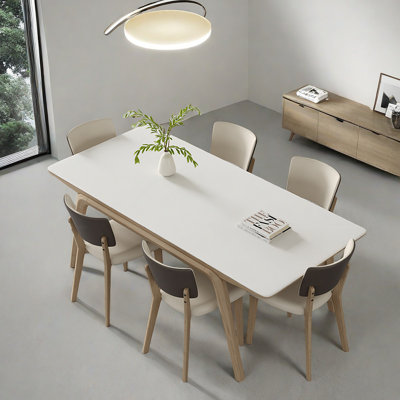 Modern Matte Rock Plate Dining Table Chair Set Rectangular Dining Set