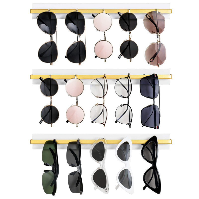 Ensemble de 3 porte-lunettes de soleil à fixation murale, Blanc