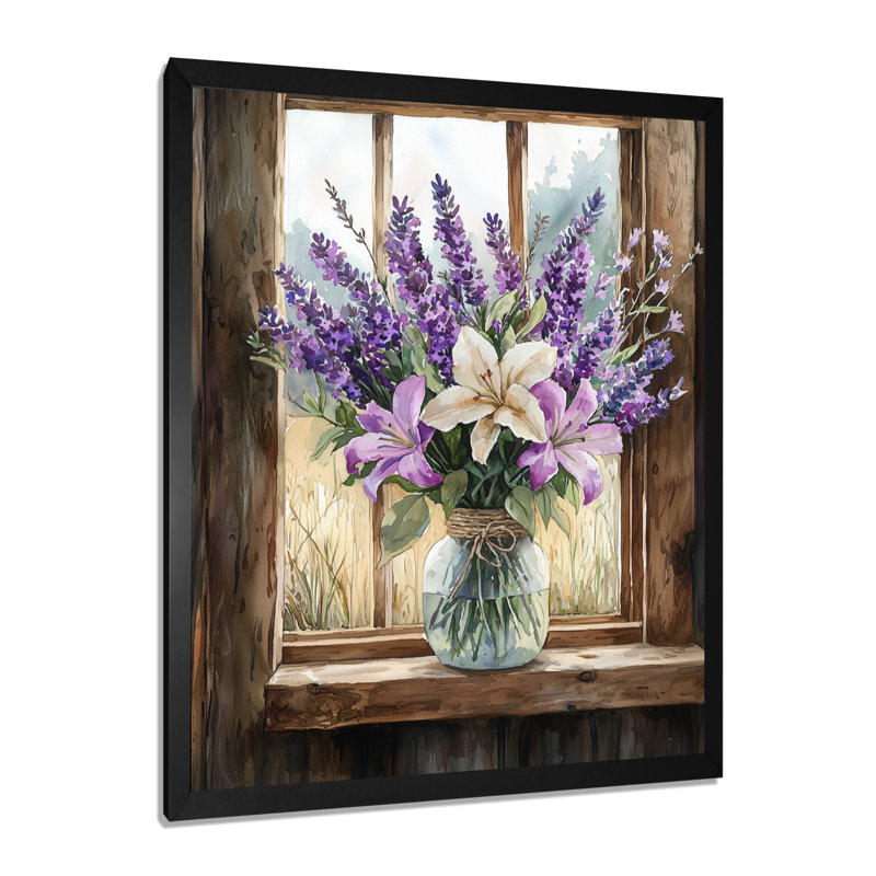 Inam - impressions sur toile florales, Noir, H 20 po x l 12 po, Reproduction encadrée d'une seule photo