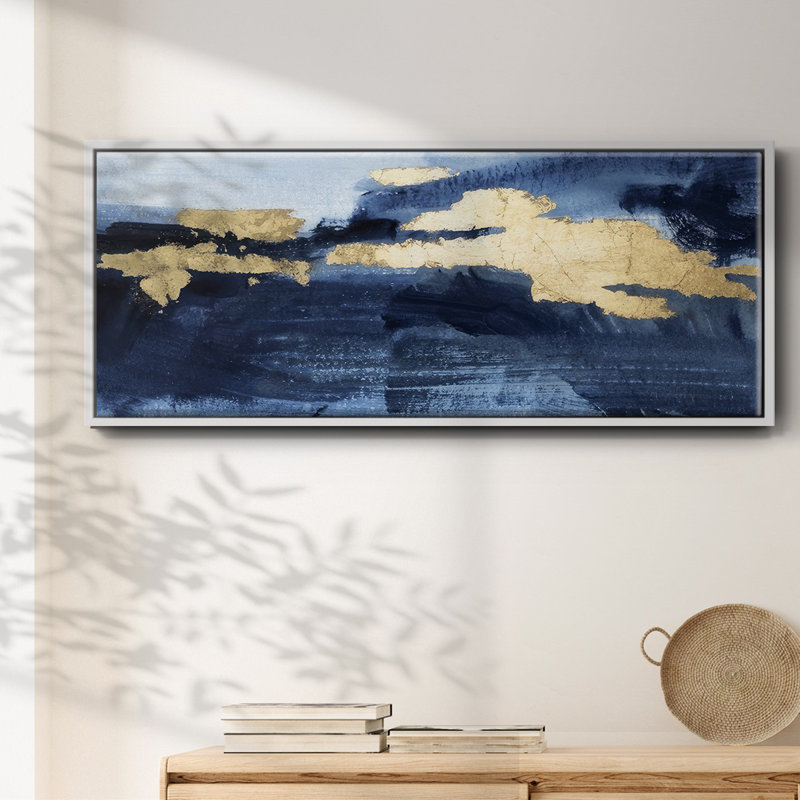 Gilded Indigo Sea II - toile encadrée, H 24 po x l 60 po