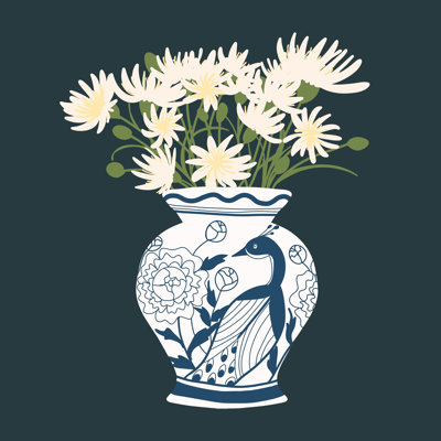 Vase n ° 6 avec paon par Nikki Reed - impression