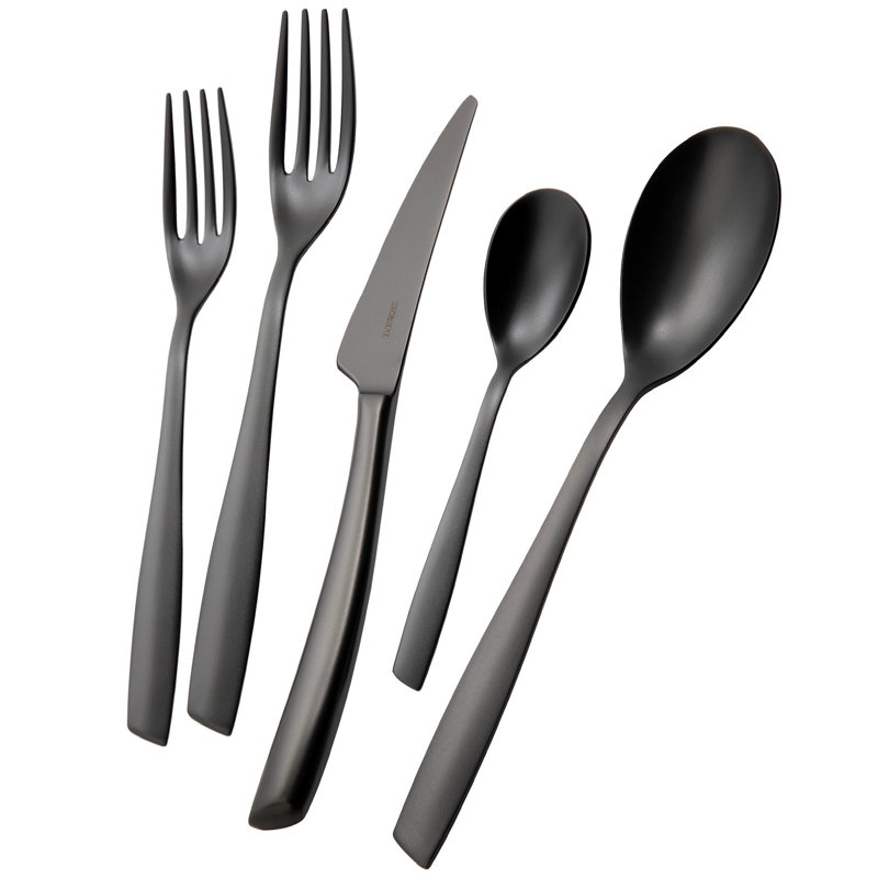 Bugatti Italy Stainless Steel Flatware Set, Black Matte
