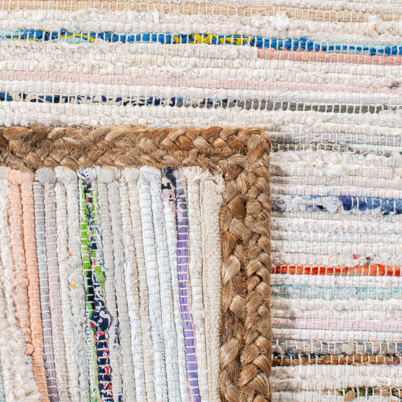 Maxille Hand Woven Cotton And Jute Abstract Rug, Rectangle 5' x 8'