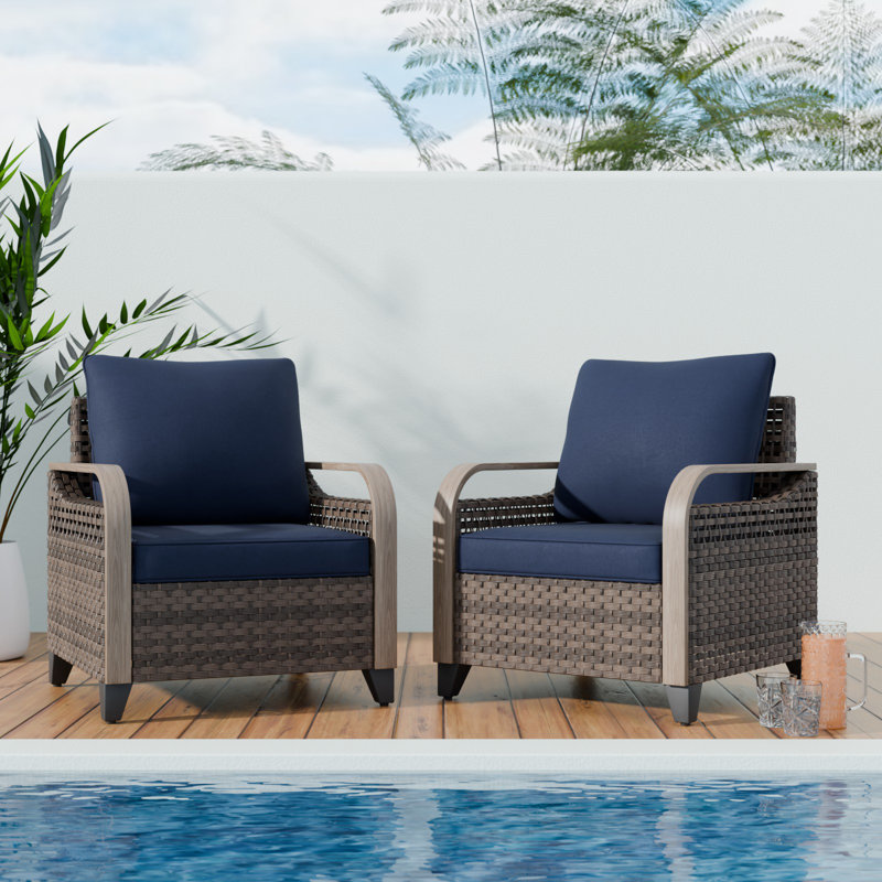 Teralee Wicker Outdoor Lounge Chair, Dark Blue
