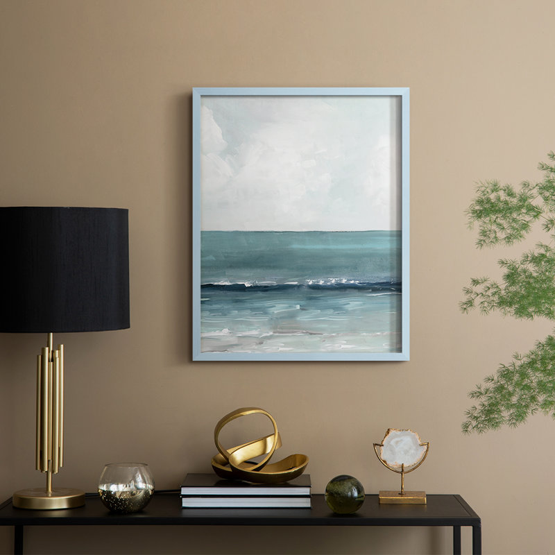 Teal Seas II Framed Print - Solid Wood, Blue, 30" H x 24" W