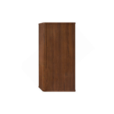 Striped Walnut Bathroom Floating Side Cabinet, Wall-mounted Storage Cabinet for Small Spaces, Pre-assembled