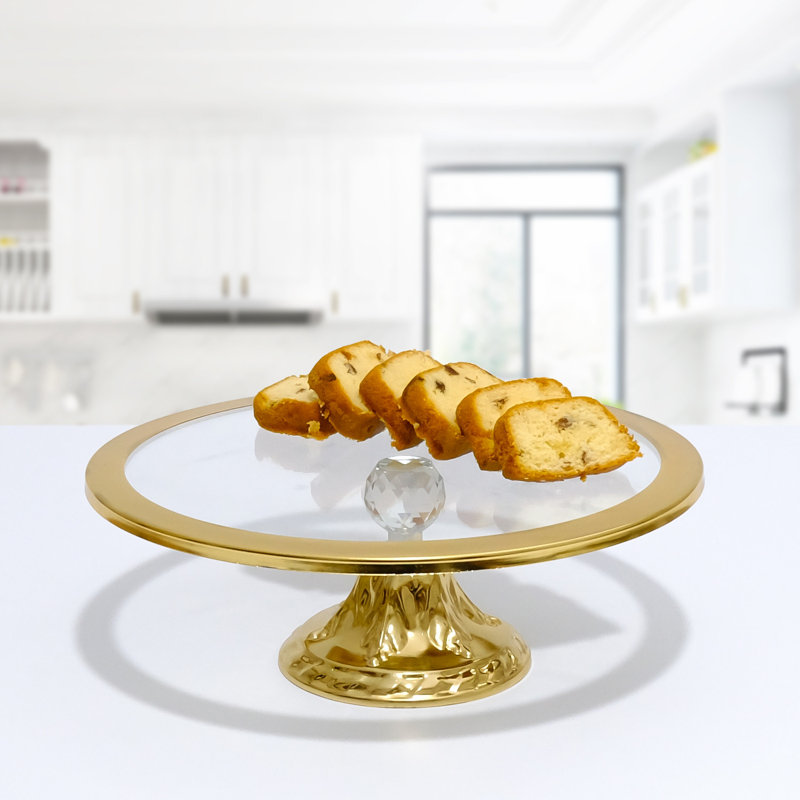 Plat de service élégant en or, 11,8 po de diamètre x 5,5 po de hauteur | 100% acier inoxydable, design durable et élégant | Idéal pour les mariages, les anniversaires et les occasions spéciales | Ne va pas au lave-vaisselle ni au micro-ondes