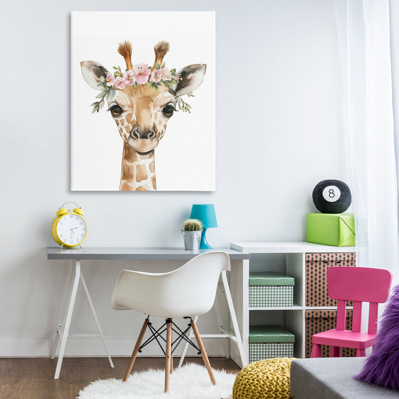  «Nursery Floral Girafe», art mural par LSR Design Studio, H 48 po x l 36 po
