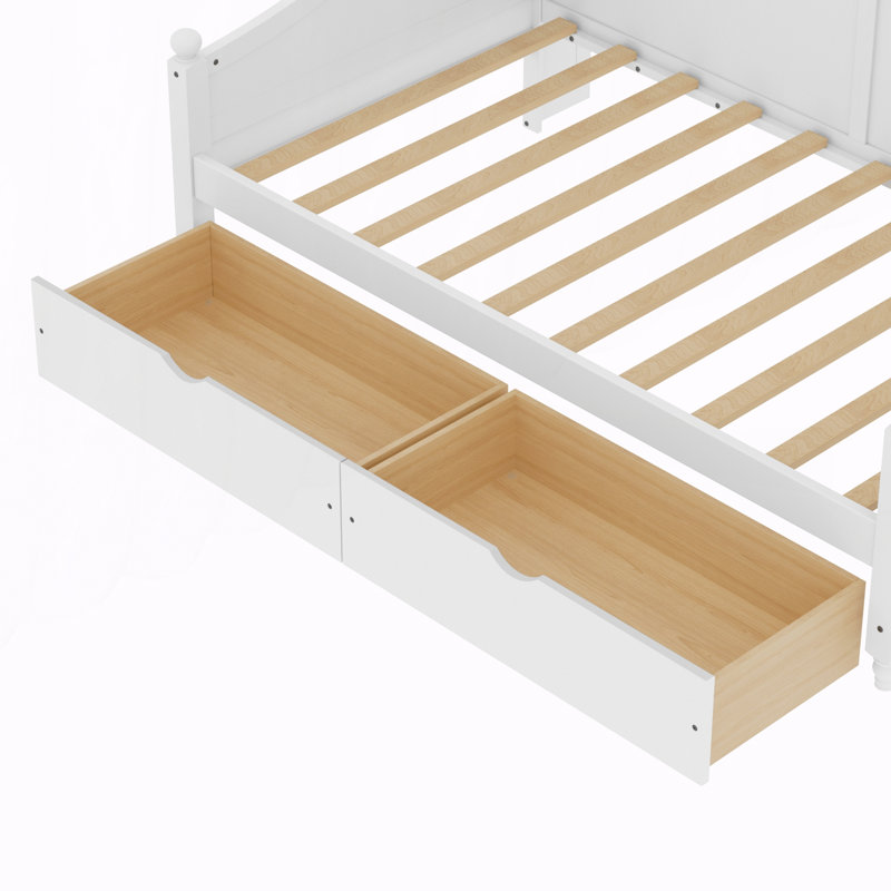 Lit de jour simple avec tiroirs de rangement, White