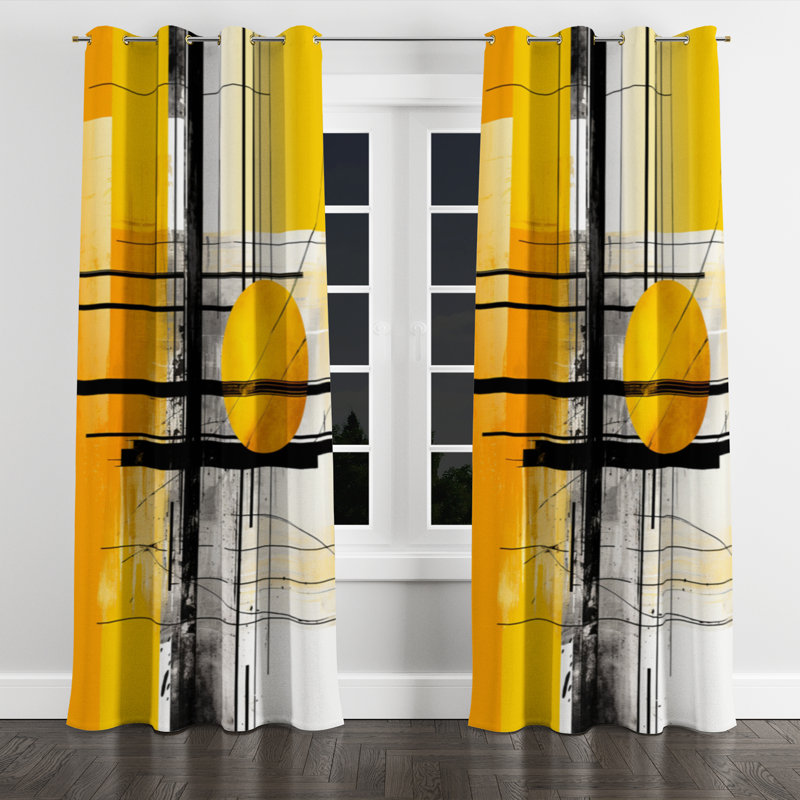 Avalynne II - Collages Blackout Grommet Curtain - 1 panel, 52" W x 120" L, Golden Grommets