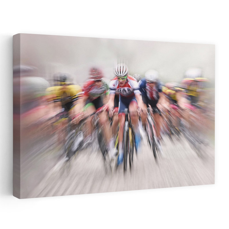 Speeding Cyclists Contemporary Wall Art Print, 24" H x 36" W
