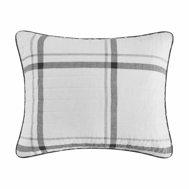 White and Gray Twin Cotton Reversible Quilt Set