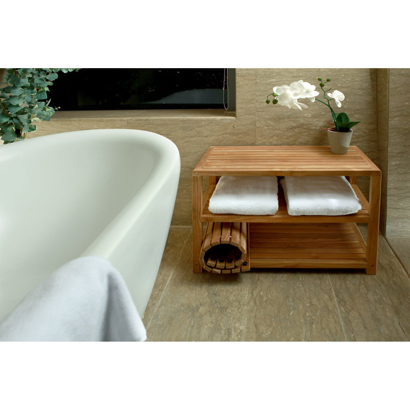 Navjat Teak Shower Bench, 19" H x  28" W x 14" D