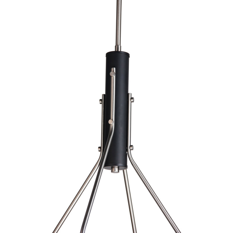 Luminaire suspendu pour grappe 4 lumières Landy, Nickel satiné / noir