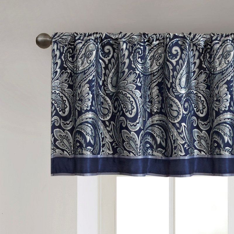 Cantonnière jacquard 50 x 18 po, Bleu