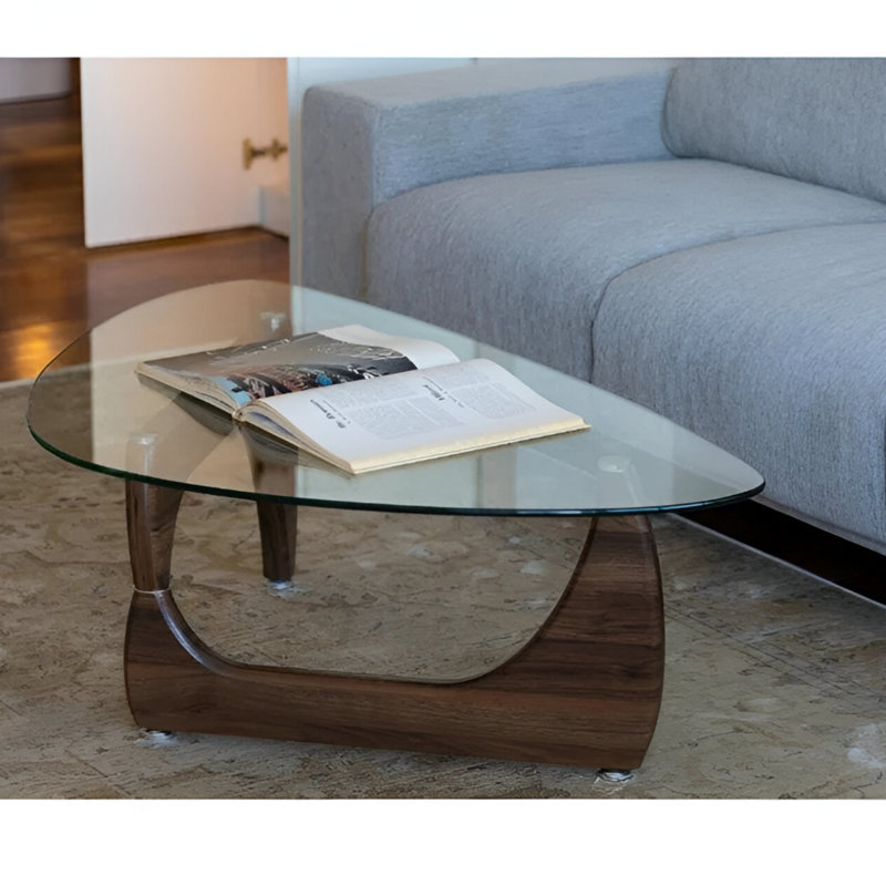 Table basse en verre Muskoka avec base en noyer 43, Brun