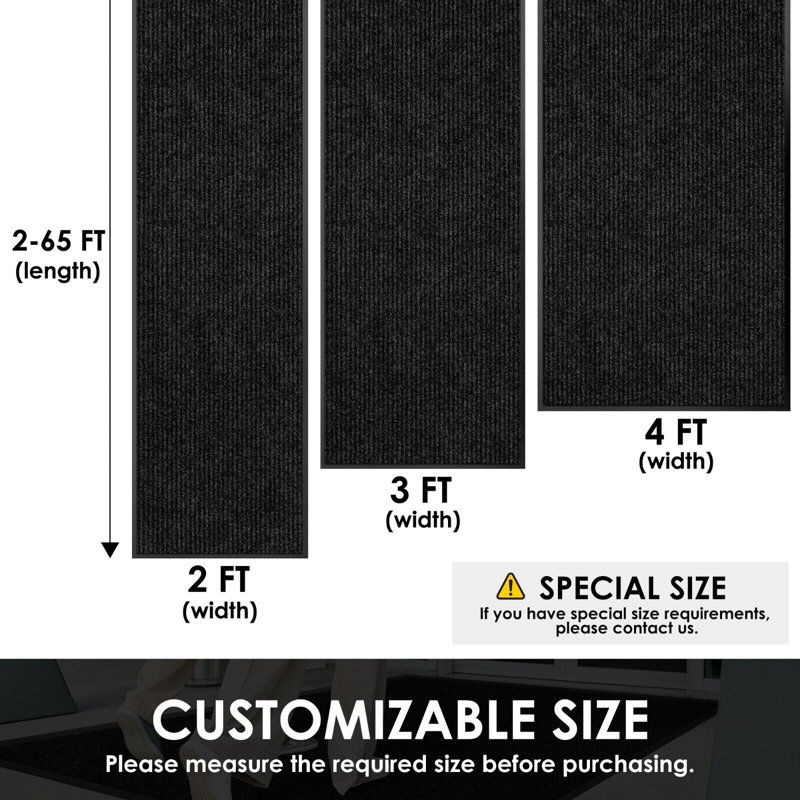 Tapis d'entrée noir pour l'extérieur, L 48 po x L 96 po