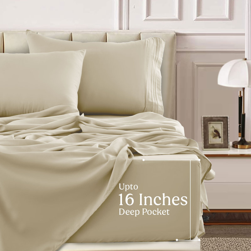 Lux Decor 6-Piece Ultra-Soft Microfiber Sheet Set Deep Pocket Fitted Sheet, Wrinkle & Fade-Resistant, Hotel Quality Bedding