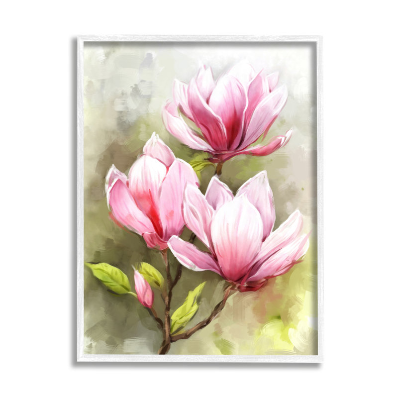 Fleurs de lys roses sur bois par Ziwei Li, Estampe numérique encadrée blanc bord de mer, H 14 po x l 11 po