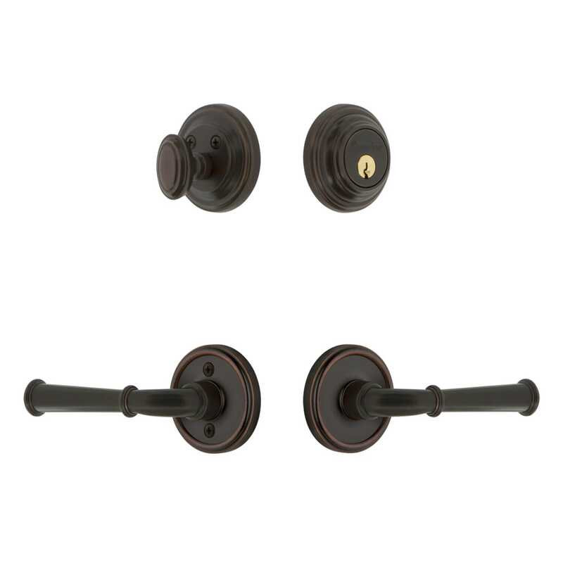 Grandeur Georgetown Rosette Entry Set with Georgetown Lever in Timeless Bronze, 2.75", Timeless Bronze, Left Handed