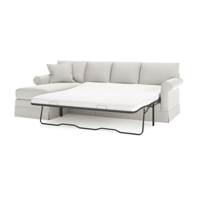 Canapé-lit modulaire 2 pièces Friedman, Accoudoir à gauche (vu de face), Tissage natté ivoire Drusky Sustain®