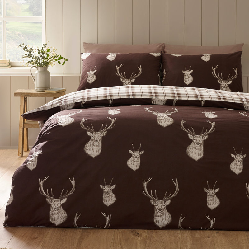 Stag Check Reversible Duvet Cover Set, Double