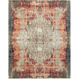 Hand Knotted Wool Abstract Area Rug in Gray