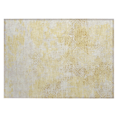 Ziyamet Washable Damask Indoor / Outdoor Rug