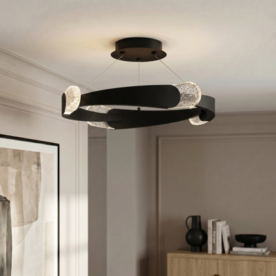 Saffron Integrated LED Matte Black Semi-Flush Mount