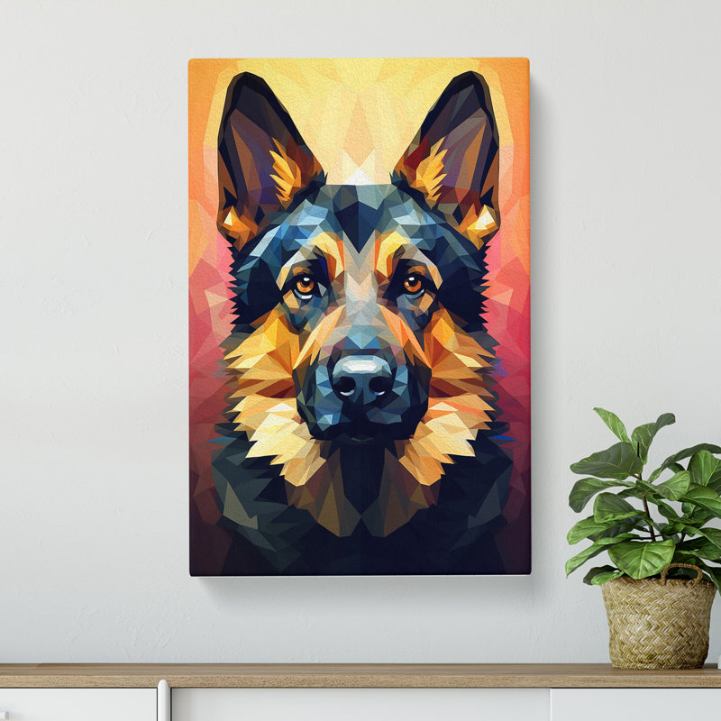 German Shepherd Geometric No.2 - Wrapped Canvas, 50cm H x 35cm W x 3cm D