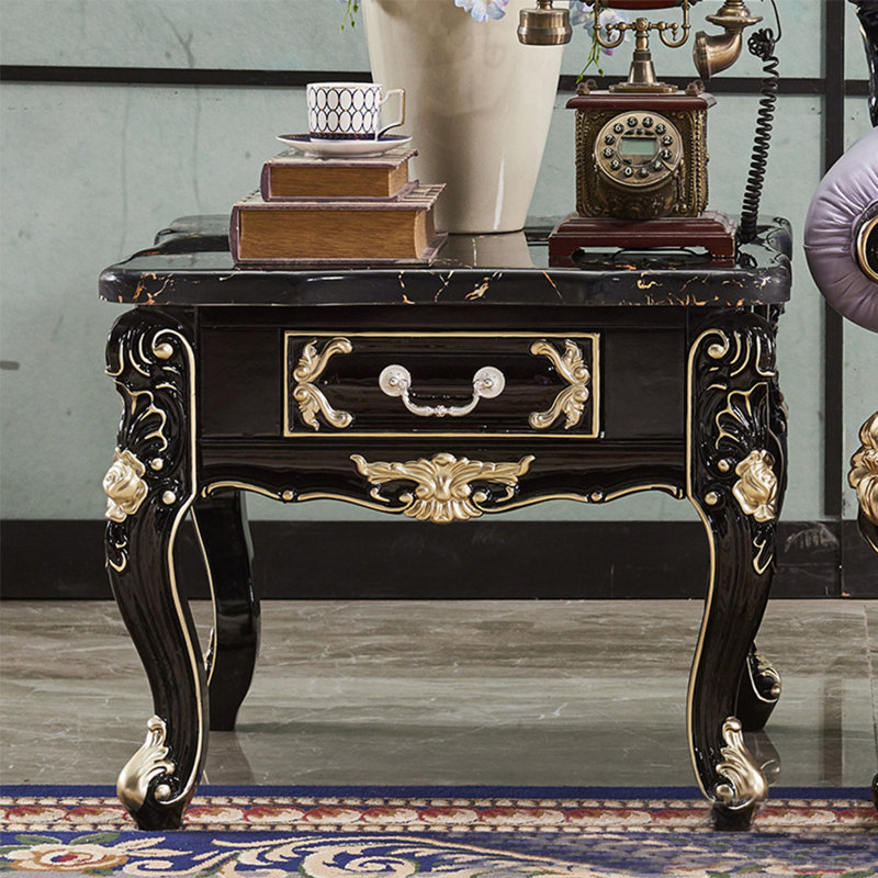 Vintage Carved Marble Small End Table