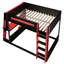Lit superposé double en bois avec bureau, lumière DEL et USB, deux tablettes de rangement pour les joueurs, noir et rouge-831401371-831401348