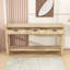 Console rustique en nid d'abeille avec 3 tiroirs de rangement et tablette ouverte-2095061733
